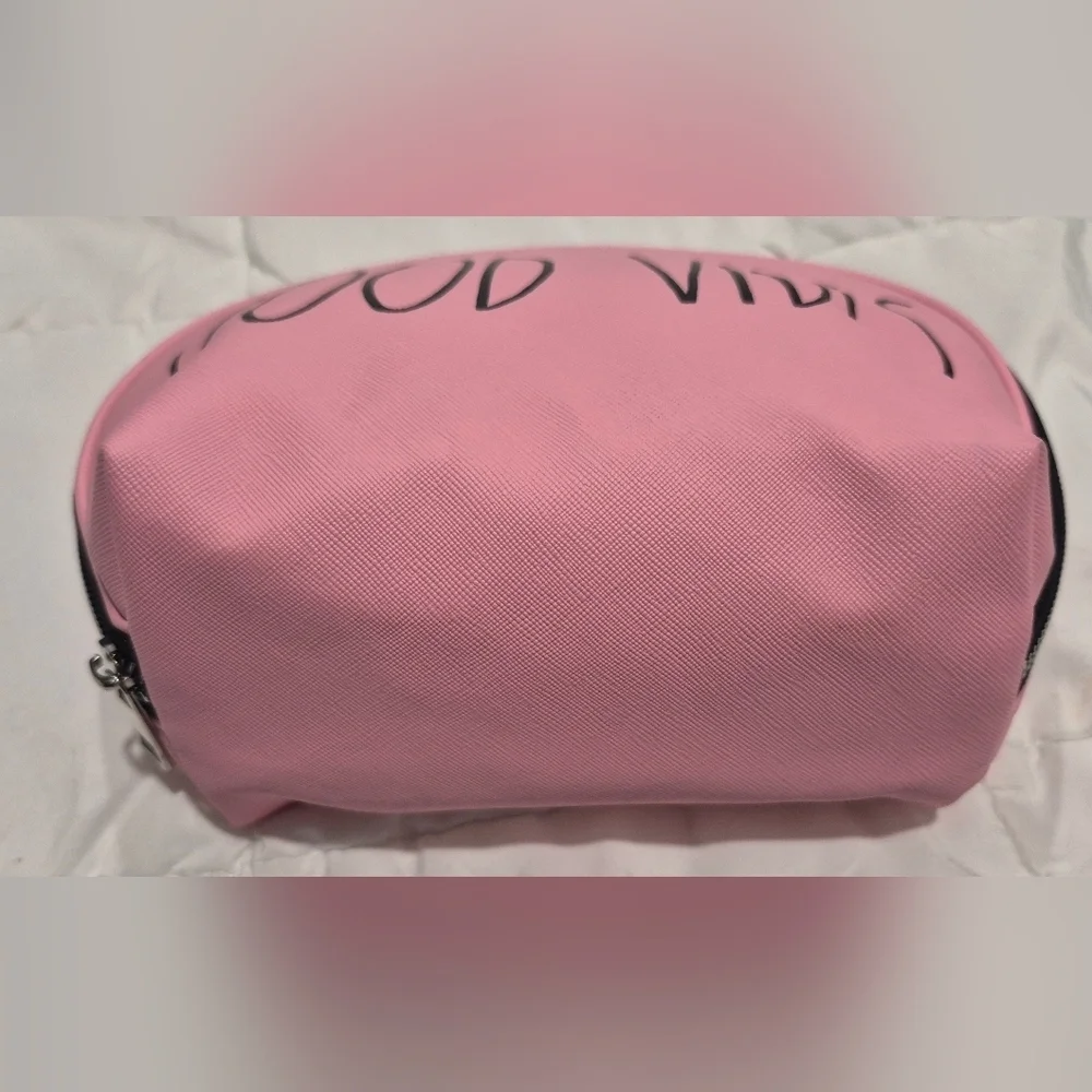 Rae Dunn Pink 'Good Vibes' Cosmetic Bag